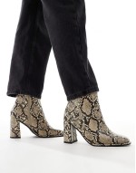 Maddie block heel ankle boot in snake