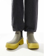 Nimbus wellington boots in dusky green/limeade