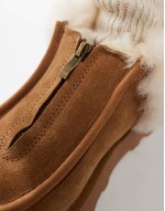 Real Sheepskin Zip Up Ankle Boot in Chestnut