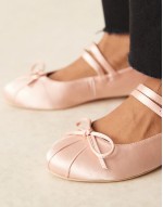 Idol mary jane ballet flats in blush satin