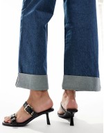 Mesmerize kitten heeled sandals with buckles in black